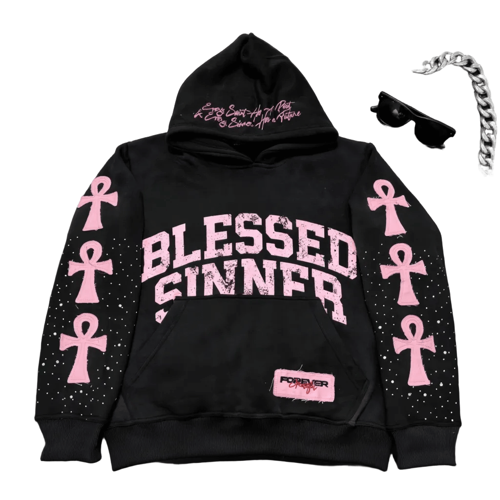 Blessed Sinner V - Day Pink Hoodie - Blessed Sinner Shop
