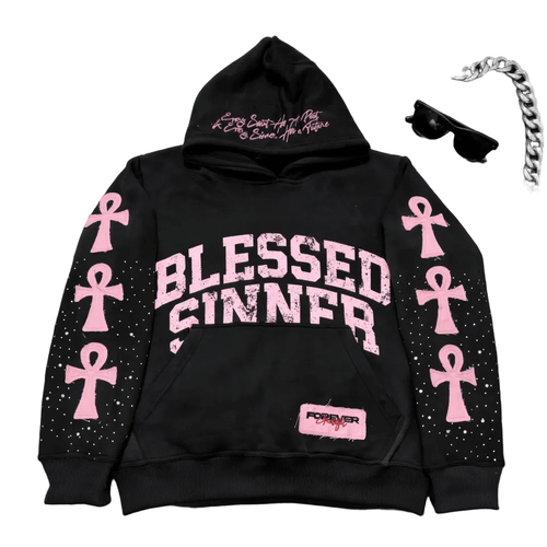 Blessed Sinner V - Day Pink Hoodie - Blessed Sinner Shop