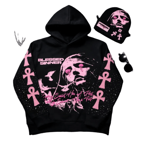 Blessed Sinner V - Day Pink Hoodie - Blessed Sinner Shop